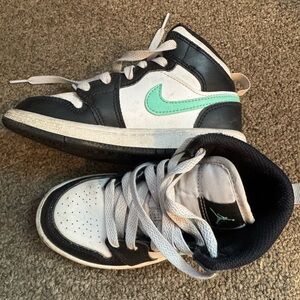 Nike Kids Black, White, and Mint Sneakers